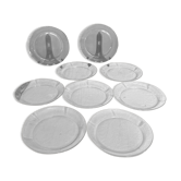 Lot de 9 plats plats transparent