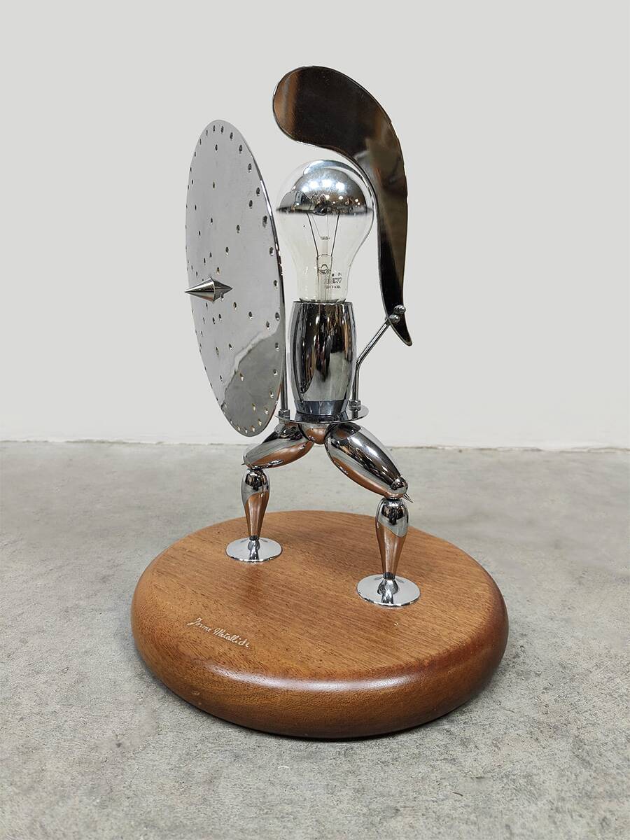 Vintage unique Italian metal figure table lamp