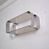 Brushed steel and smoked glass shelf, Donald Singer, 1970