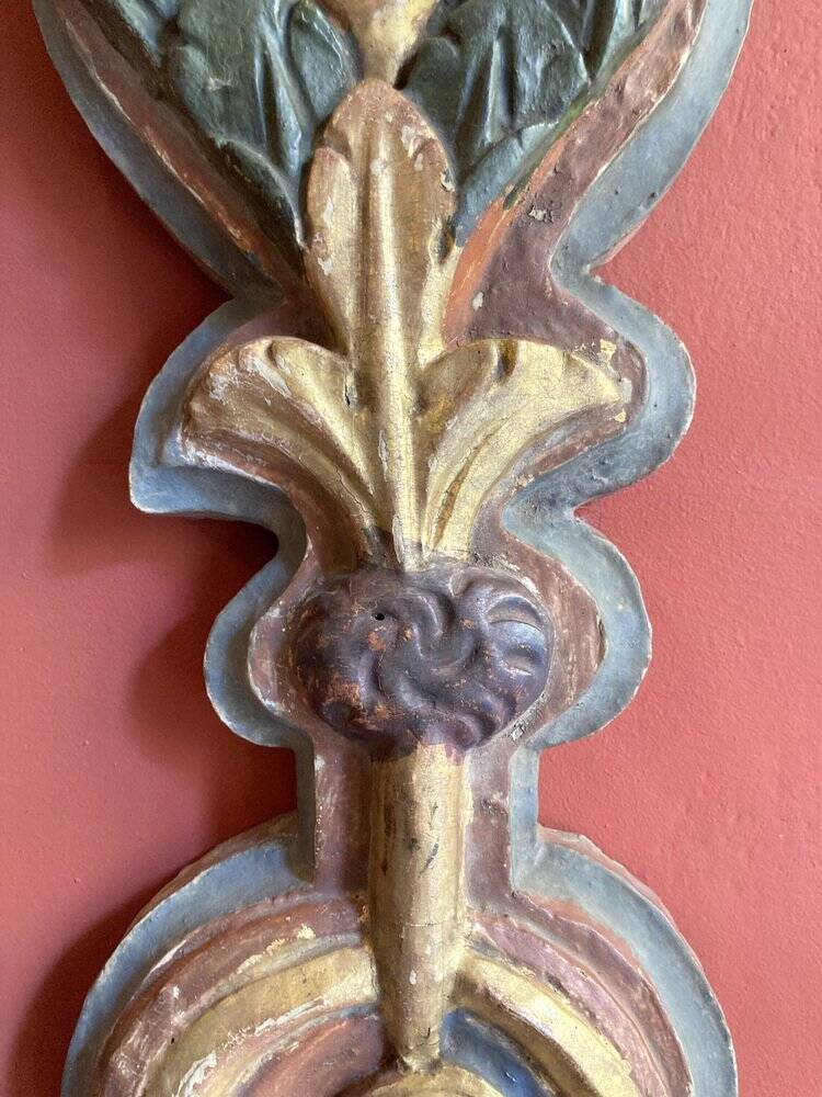 18th Century Italian Handcarved Polychrome Painted Pilaster Friezes, Set of 2