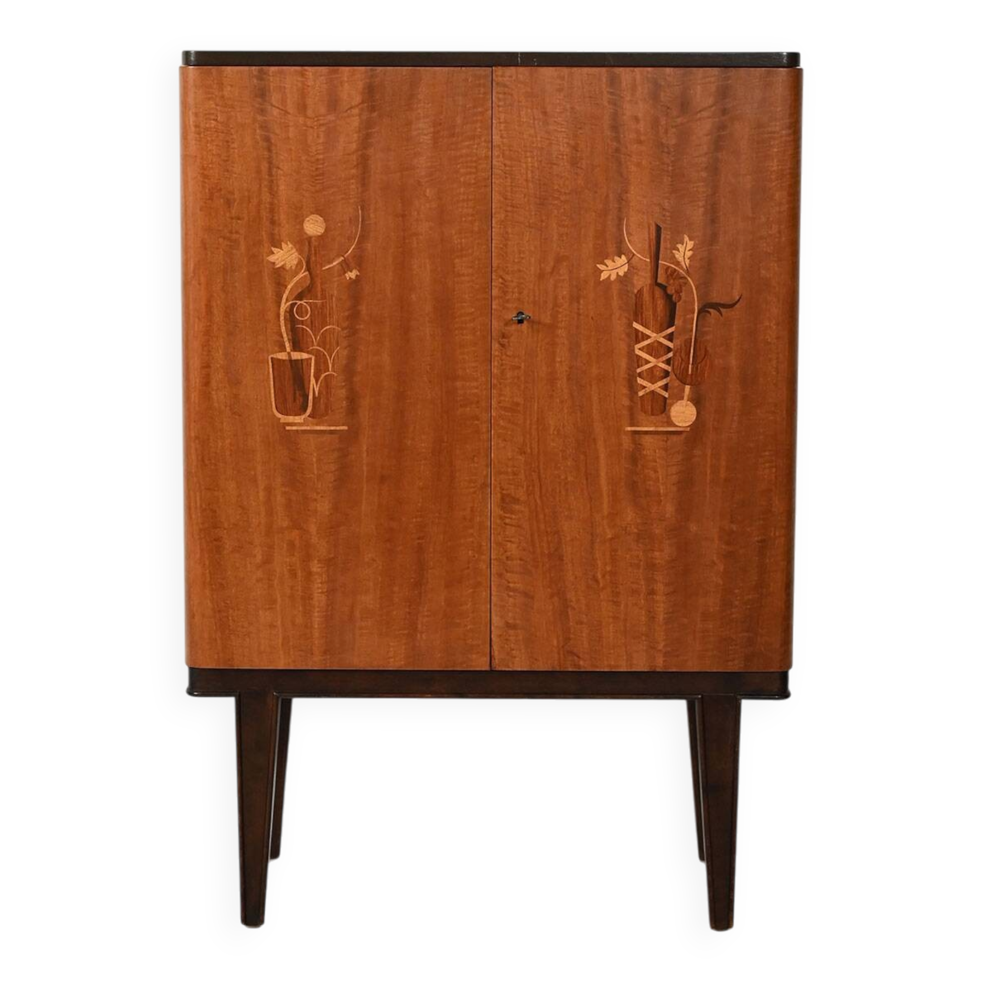 Scandinavian 1940s bar cabinet with inlays