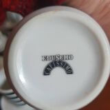 8 tasses à café en porcelaine blanche et noire motifs graphiques vintage 90's