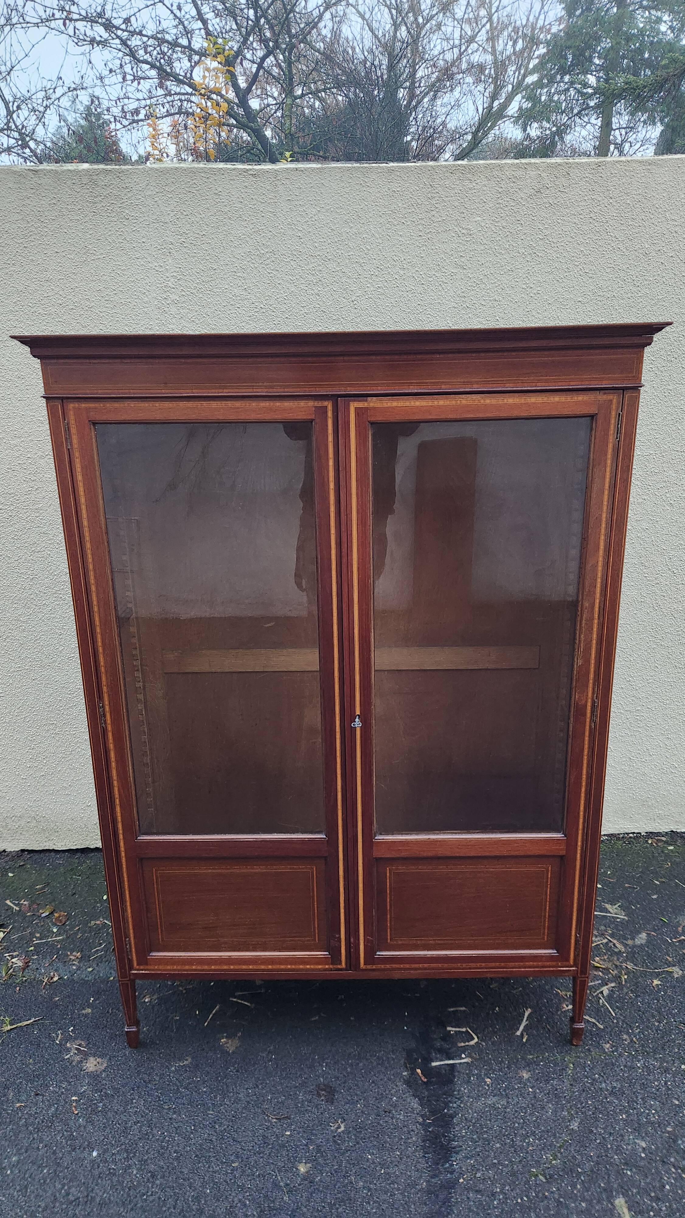 Antique glass-fronted Louis XVI library