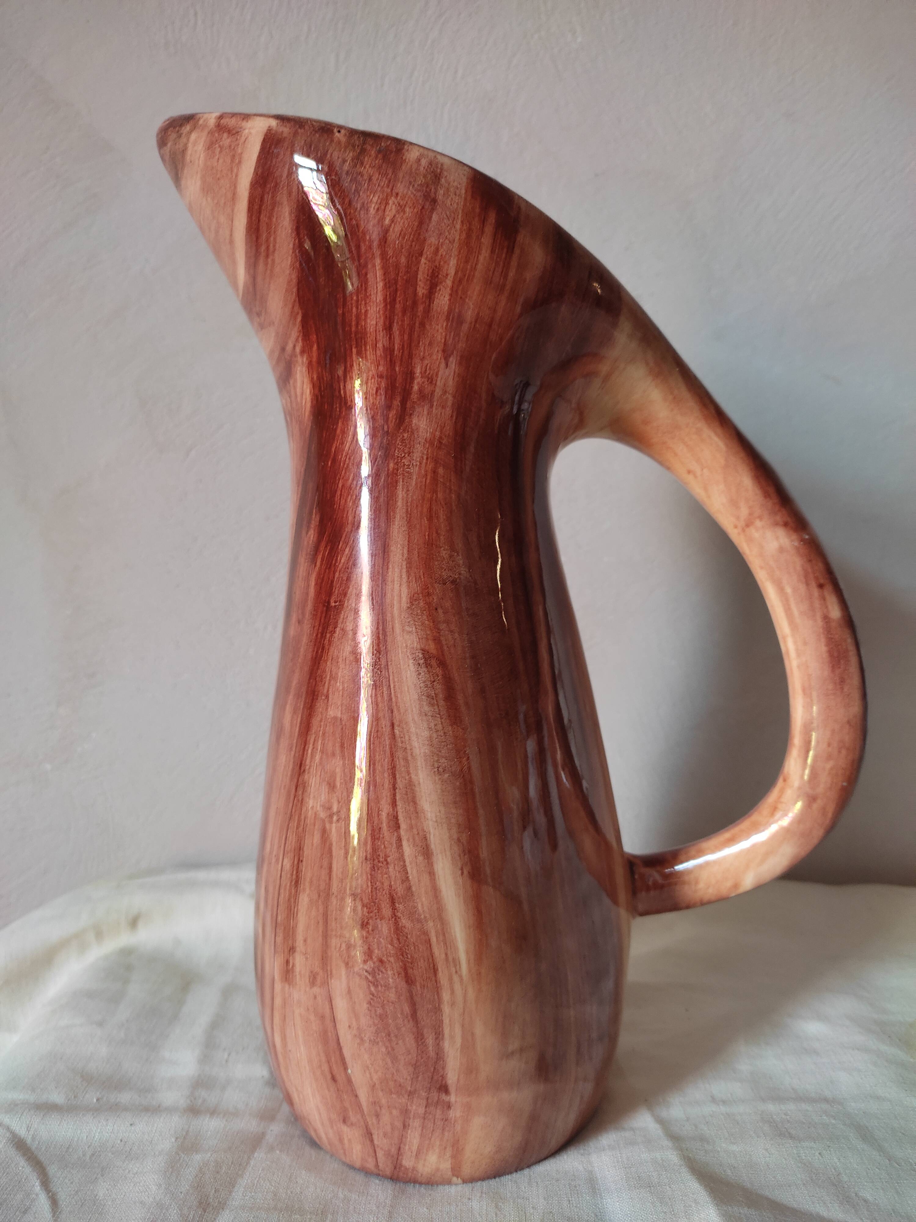 Earthenware decanter in false wood
