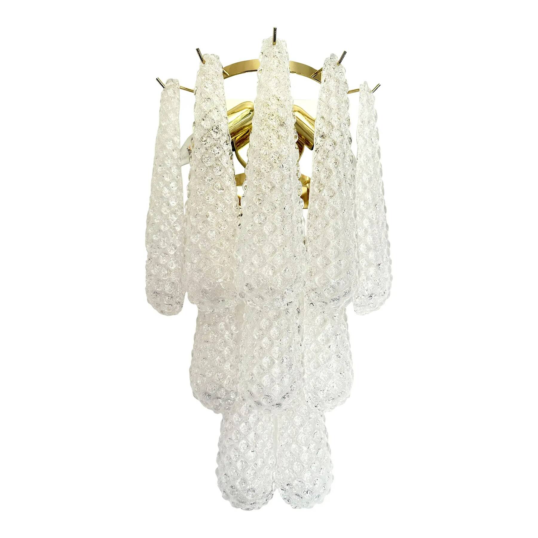 Clear “Conchiglie” Murano Glass Gold Wall Sconce by Simoeng
