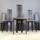 Set of 6 post modern black leather dining chairs, 1980s