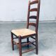 Rustic Ladder Back Oak and Rush Dining Chairs, 1960s, Set of 4
