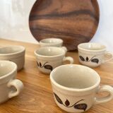Set of 6 stoneware coffee cups from the 1970s.
