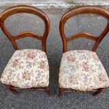 2 Louis Philippe chairs in curved solid wood and floral fabric