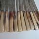 Complete 2-tiered housewife 12 table knives and 12 cheese table knives horn handle