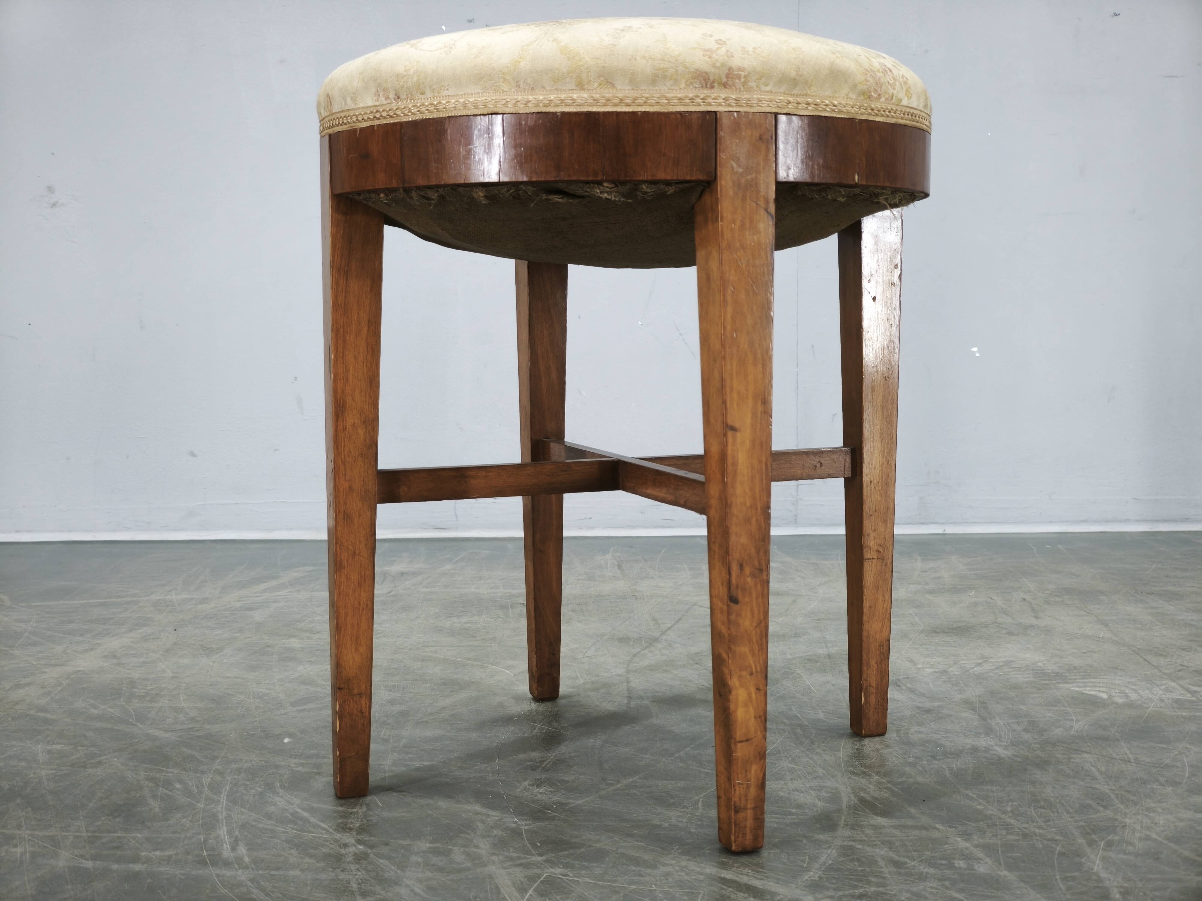 Pair of Art Deco Walnut and Beech Stools, Czechoslovakia, 1930s