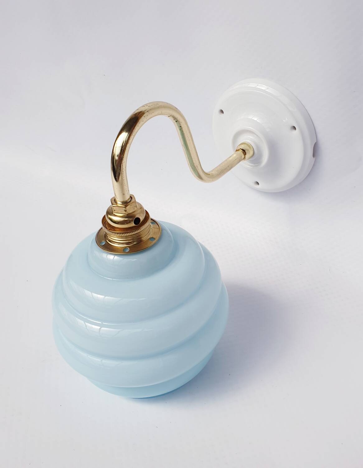 Swan neck and blown glass wall lamp