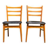 Pair of vintage solid beech chairs from the 60s and 70s