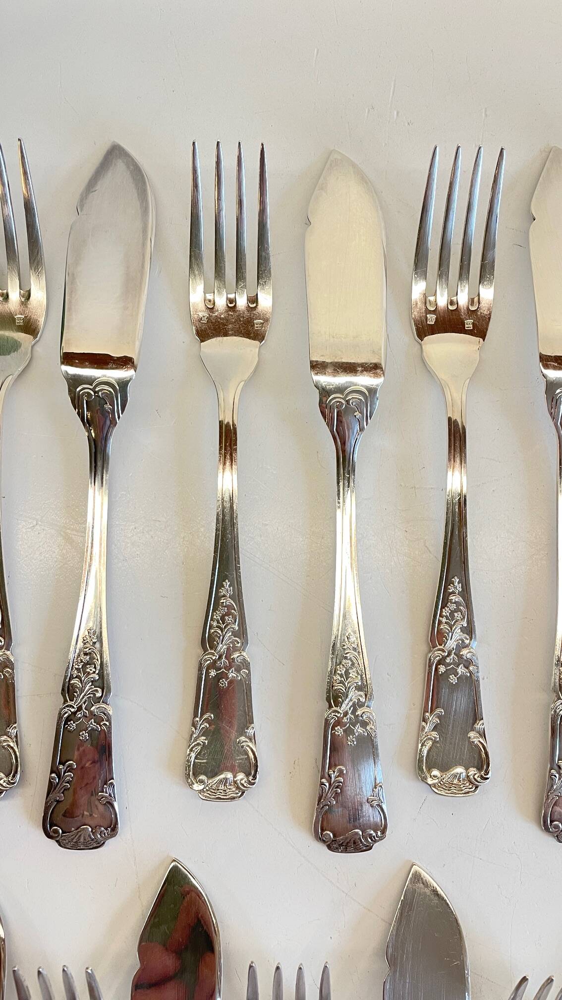 PLATIL 12 Couverts à Poisson  Métal Argenté