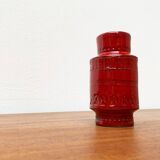 Red pottery vase Rimini Italian from the mid-century by Aldo Londi for Bitossi, 1960s.