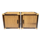 Table nuit cubes vintage en rotin
