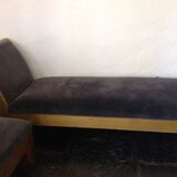 Set of chaise lounges and bench