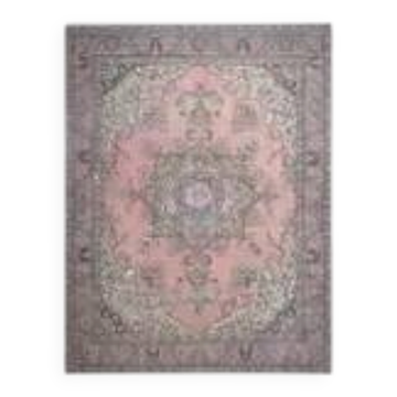 Tapis vintage persan fait main en laine et coton rose surdimensionné 297x390 des années 1970