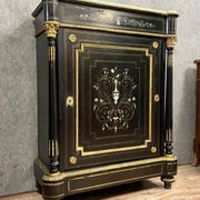 Superbe meuble d'appui Boulle époque Napoleon III laqué noir vers 1850