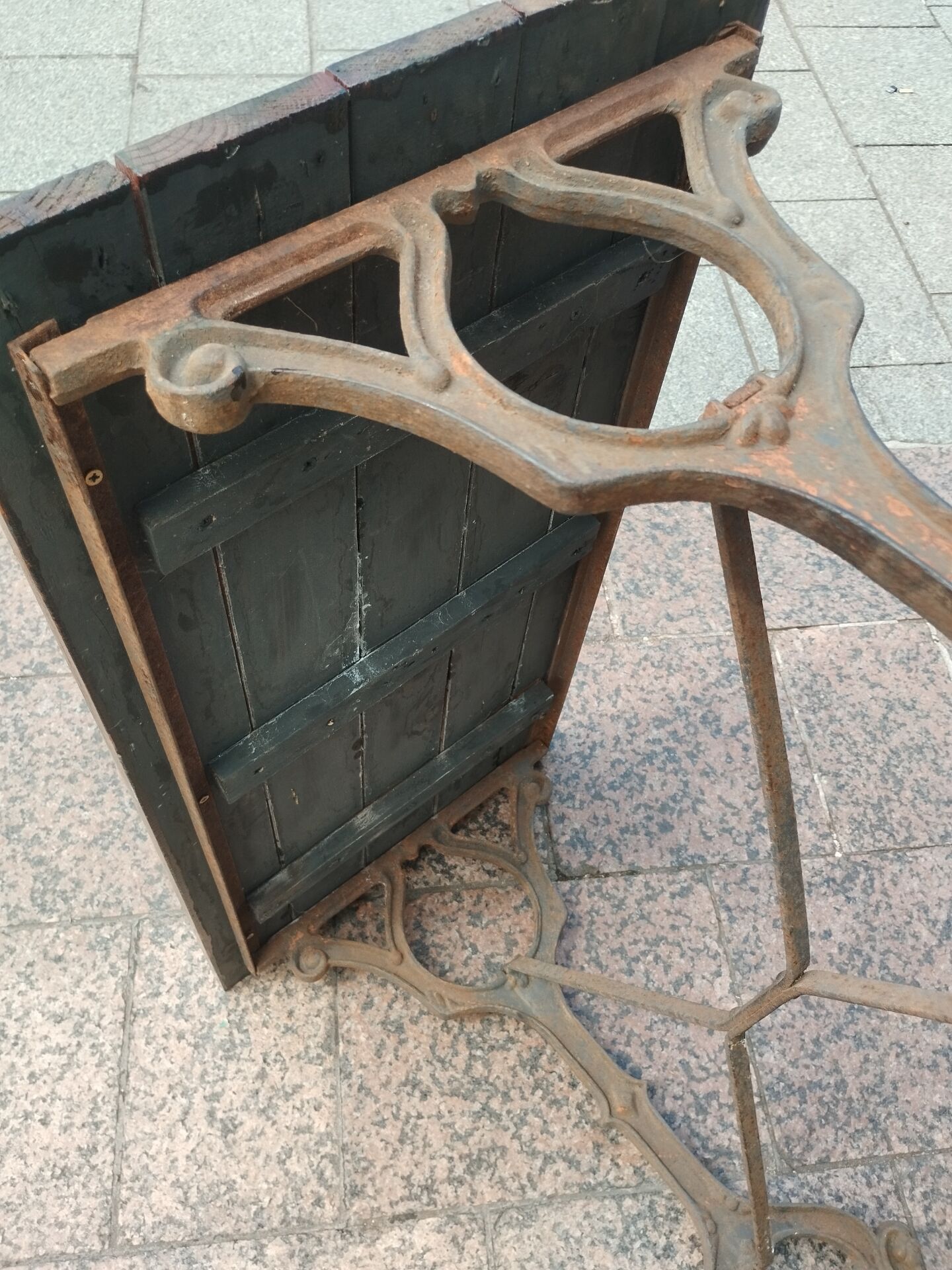 Old bistro table with a wooden top
