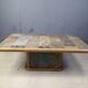 Table basse brutaliste en chêne et pierre, années 1970