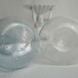 Pair of vintage biot bubbled blown glass soliflores
