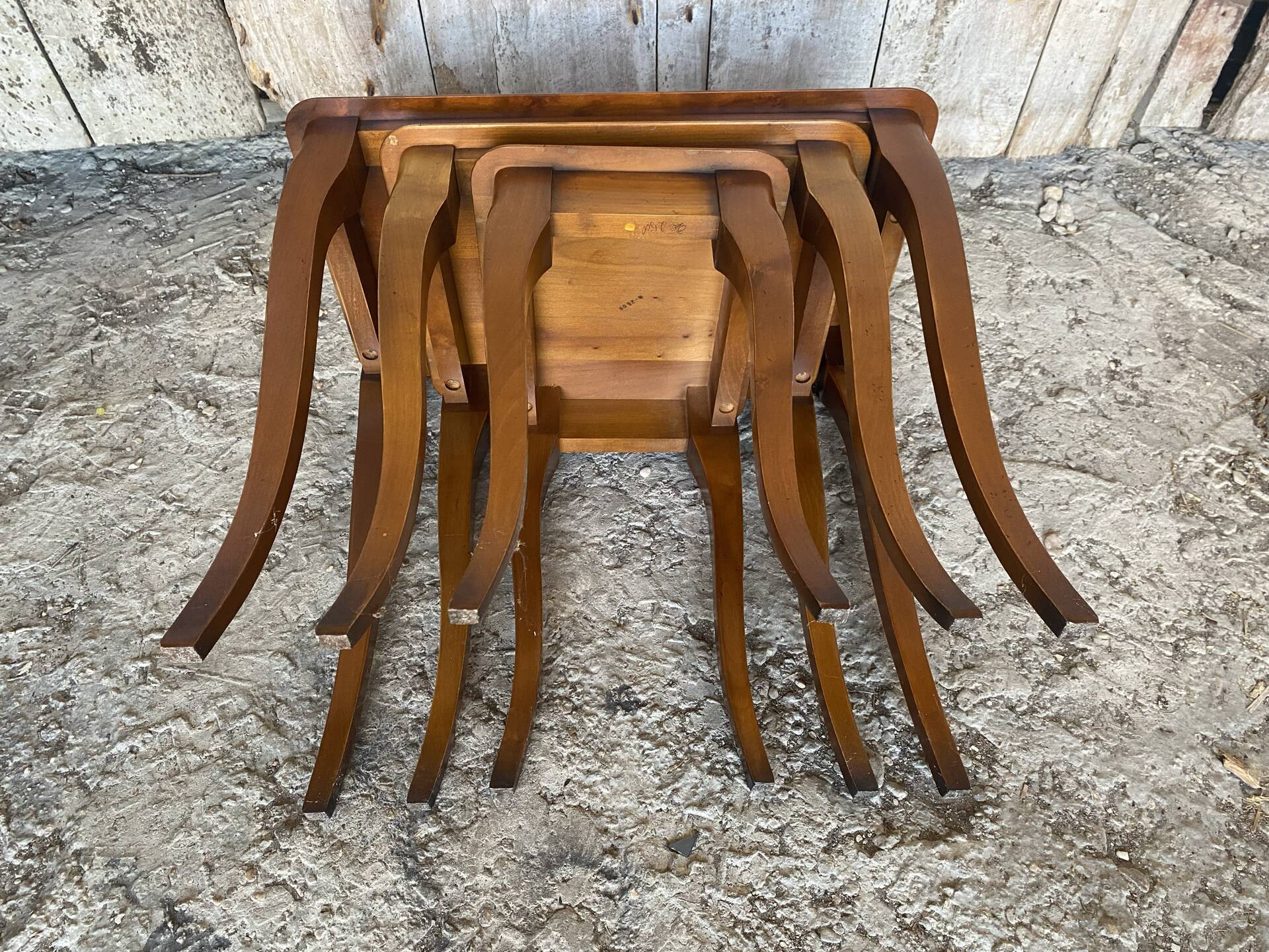 Set of 3 vintage louis xv style nesting tables