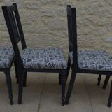 4 Chaises de style Louis XVI de couleur noir effet vieillies , Totalement relookée