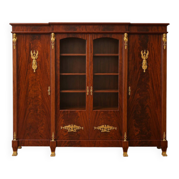 Empire-style library in flame mahogany – Gilded bronzes –