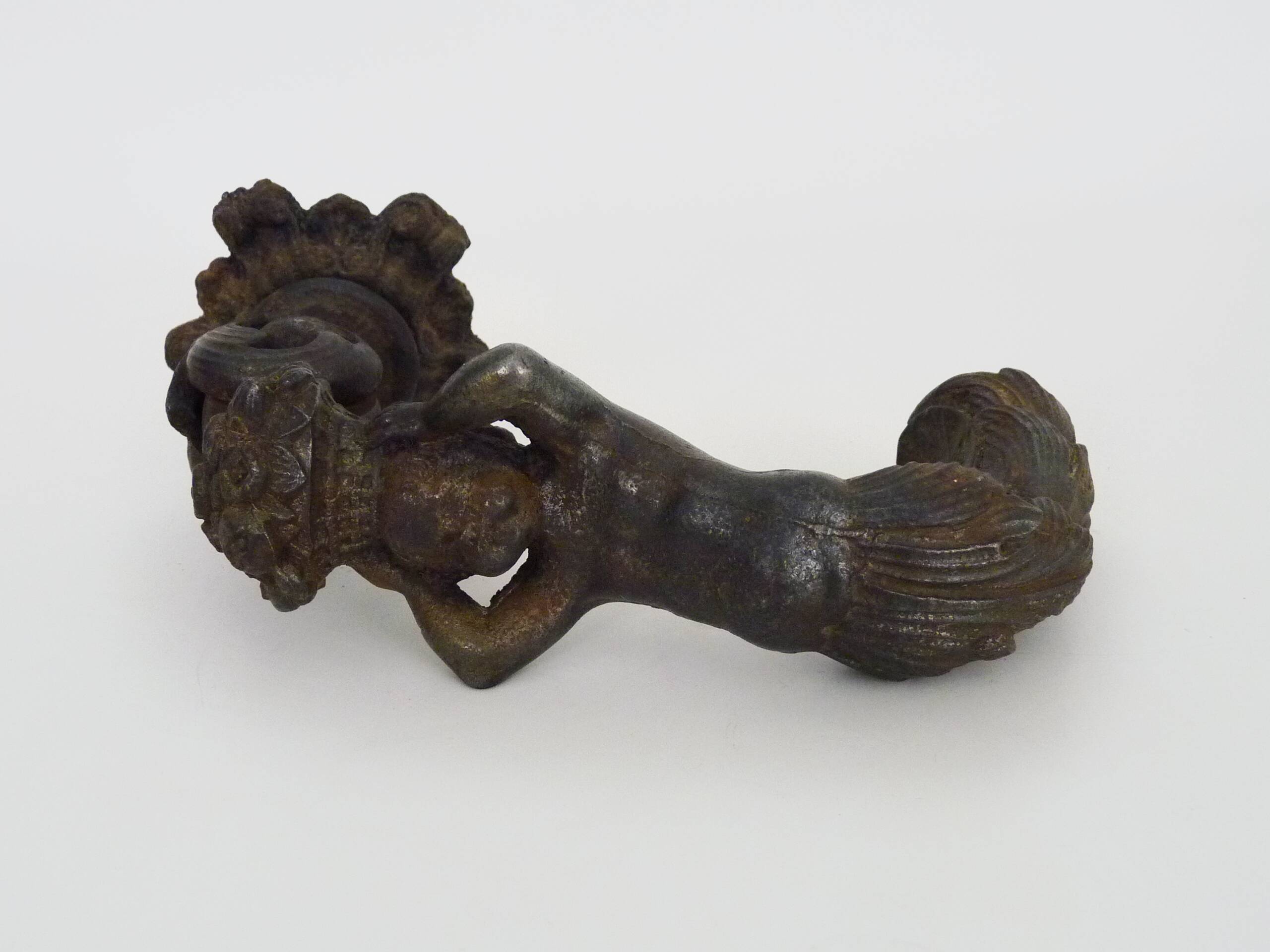 Old cast iron Cherub angel door knocker, 19th century