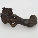 Ancien heurtoir de porte ange Chérubin en fonte, XIXème siècle