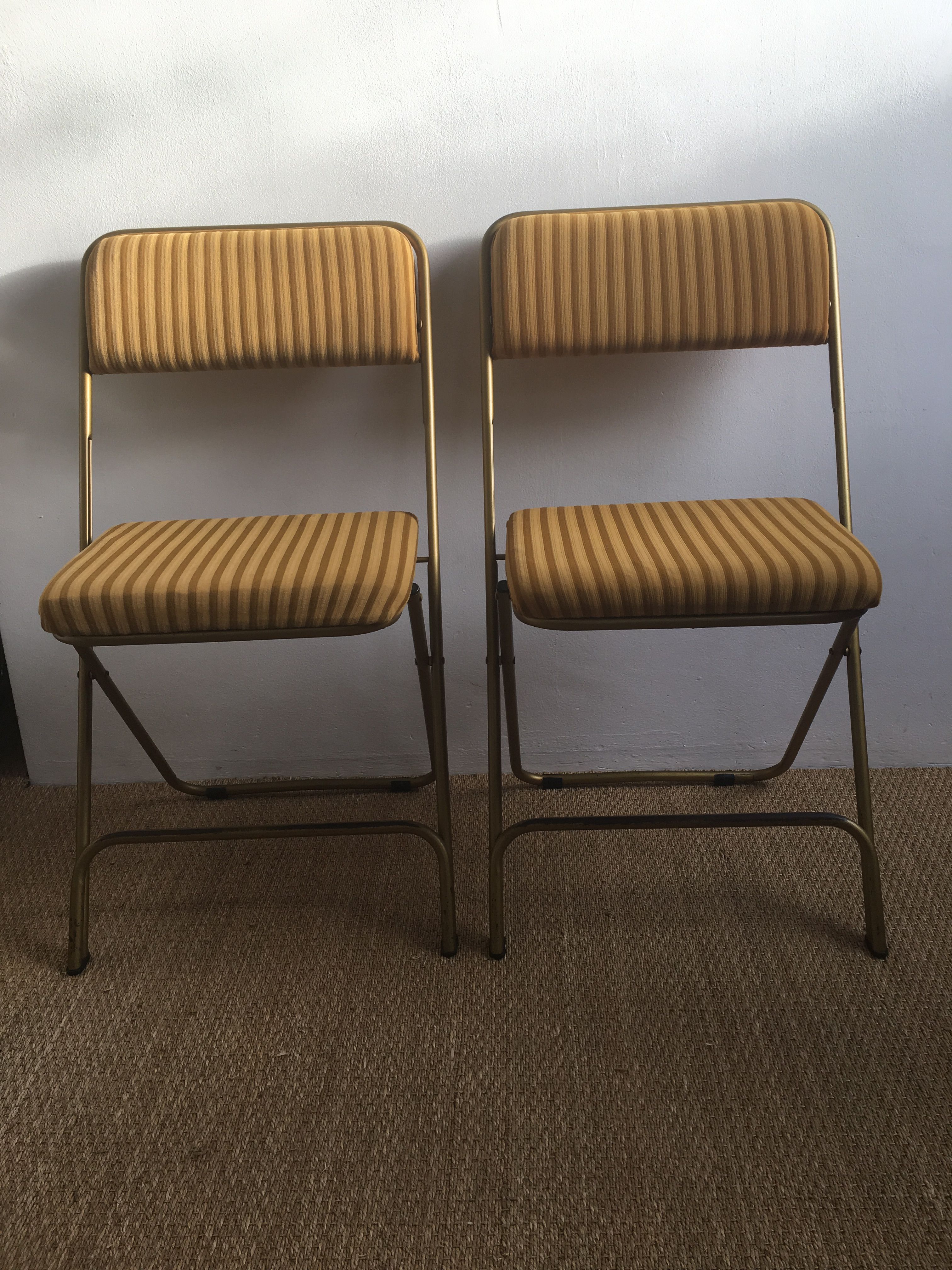 Paire de chaises Lafuma velours moutarde vintage 60/70’s