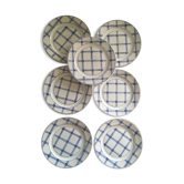 Flat plates "Sarreguemines" with blue checkered