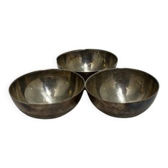 Silver Plated Triple Table Bowl Art Deco 1940s Salt & Pepper Sauce Egg Cup