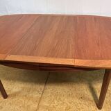 Table à manger extensible ovale en teck vintage rétro du milieu du siècle par Nathan