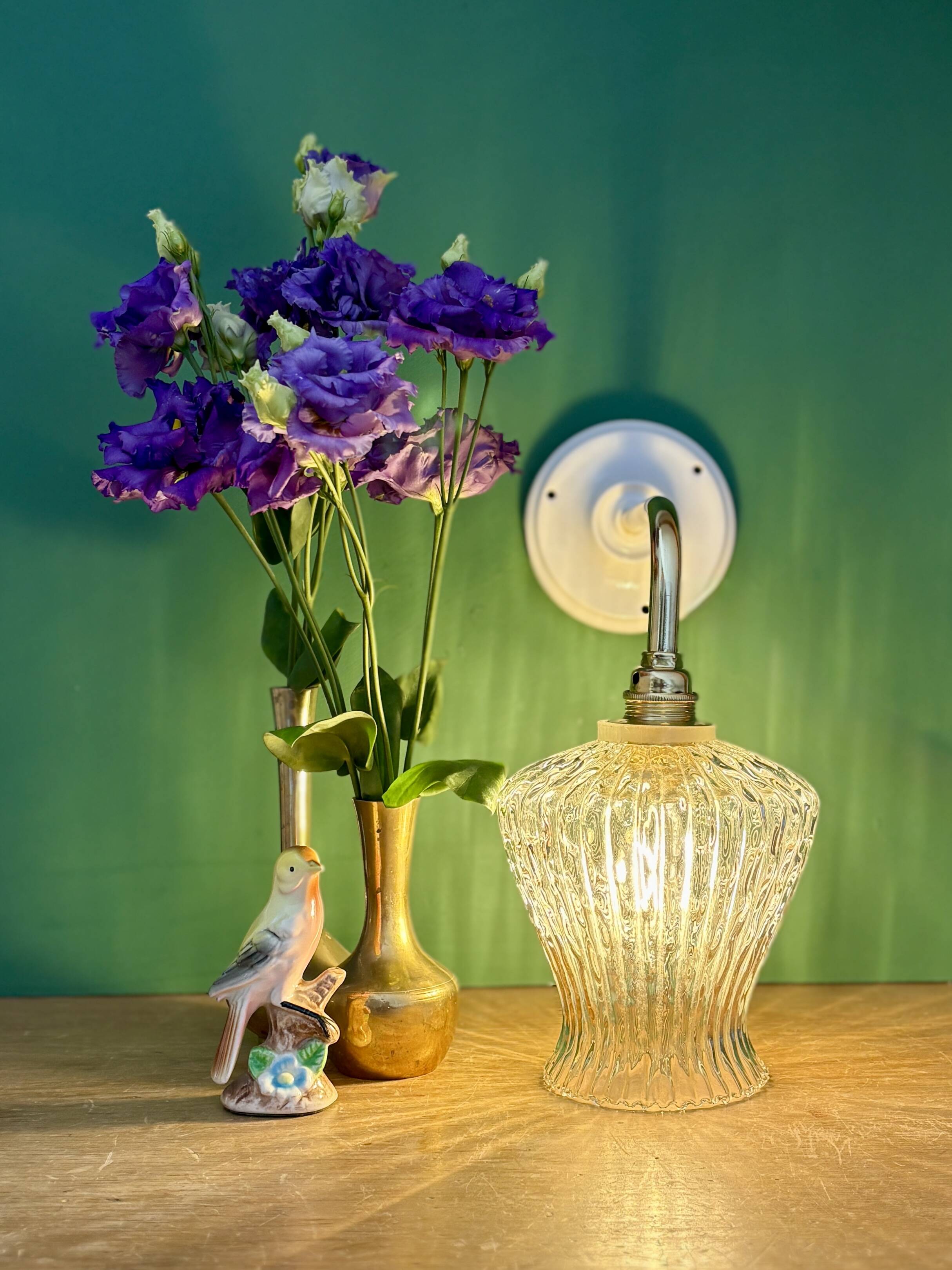 Vintage glass tulip wall light