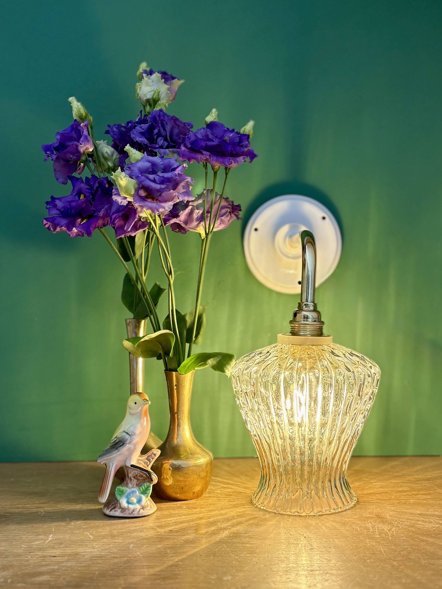 Vintage glass tulip wall light