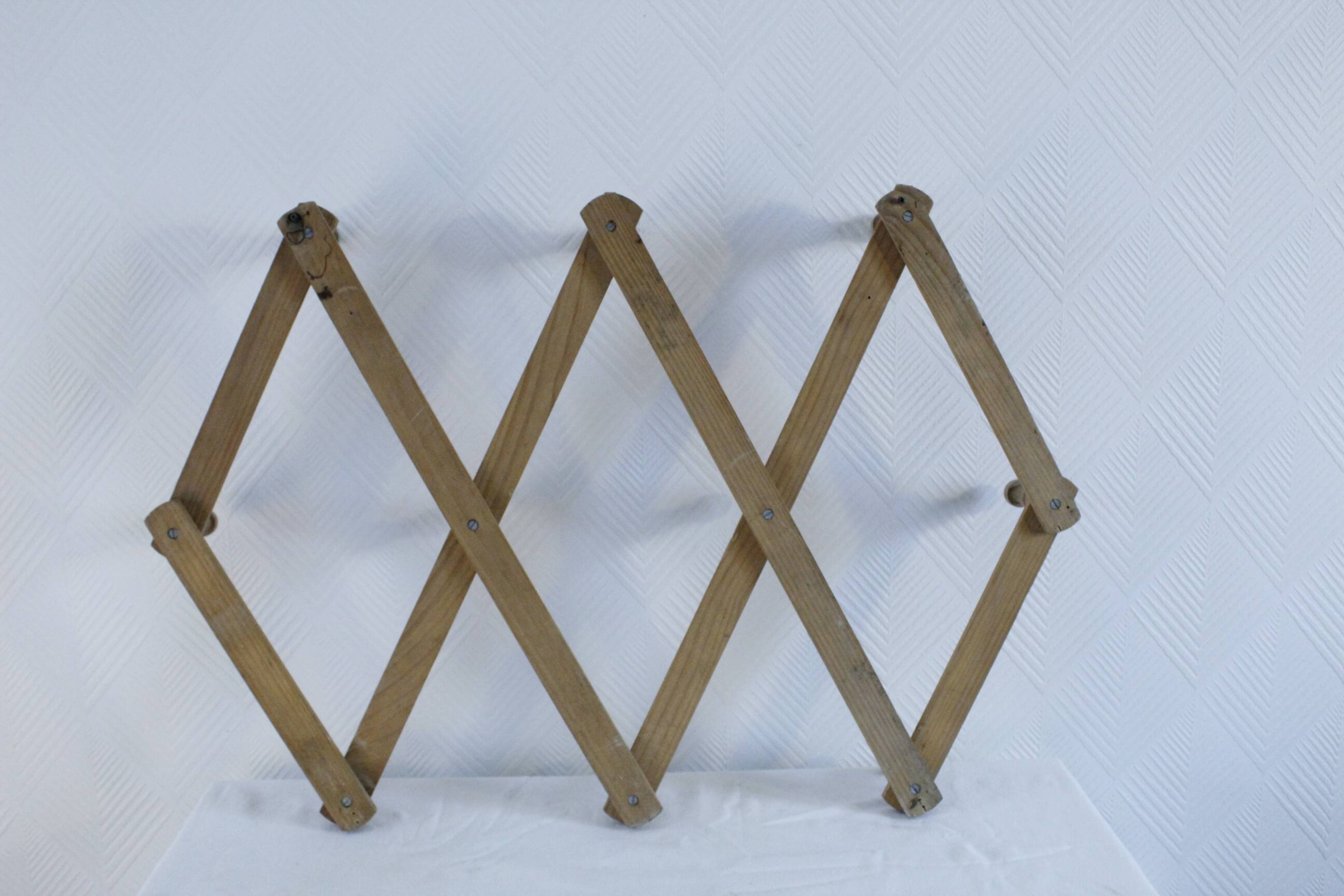 Vintage pine accordion coat rack