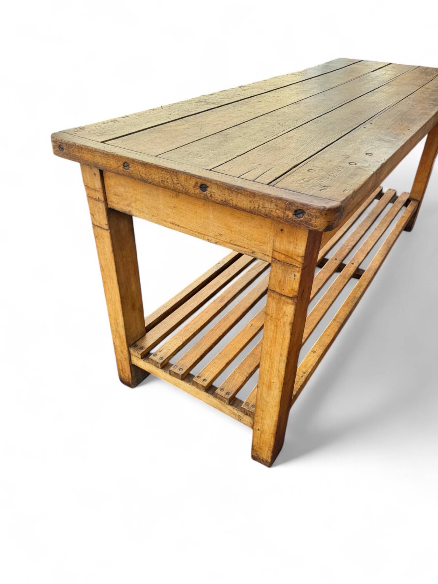 Large beechwood draper's table/counter, circa 1900s