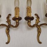 Vintage French Bronze Double Wall Sconces with Acanthus Leaf Detail 5706
