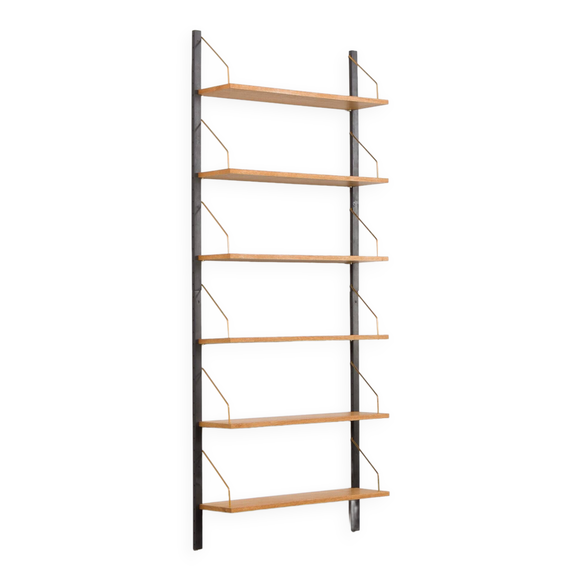 Set of six upcycled oak shelves in Poul Cadovius style.