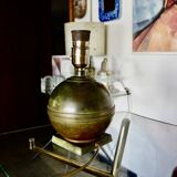 Lampe en bronze patiné et cuir art deco danemark 1930