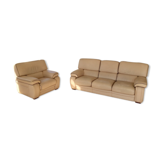 Italian off-white leather sofa
