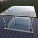 Vintage 1970s design glass and plexiglass coffee table.