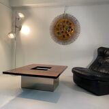 Table basse-bar en loupe d'orme de Paul Michel, 1970