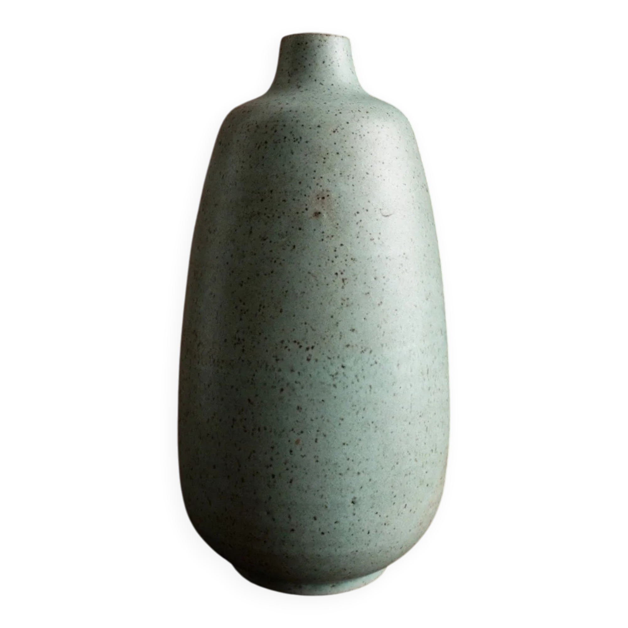 Vase en grès menthe par Carl Fischer pour PGH Bürgel – Céramique de studio organique du milieu du siècle, années 1960