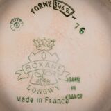 Longwy coupe model Roxane – Floral enamels on a crackled turquoise background