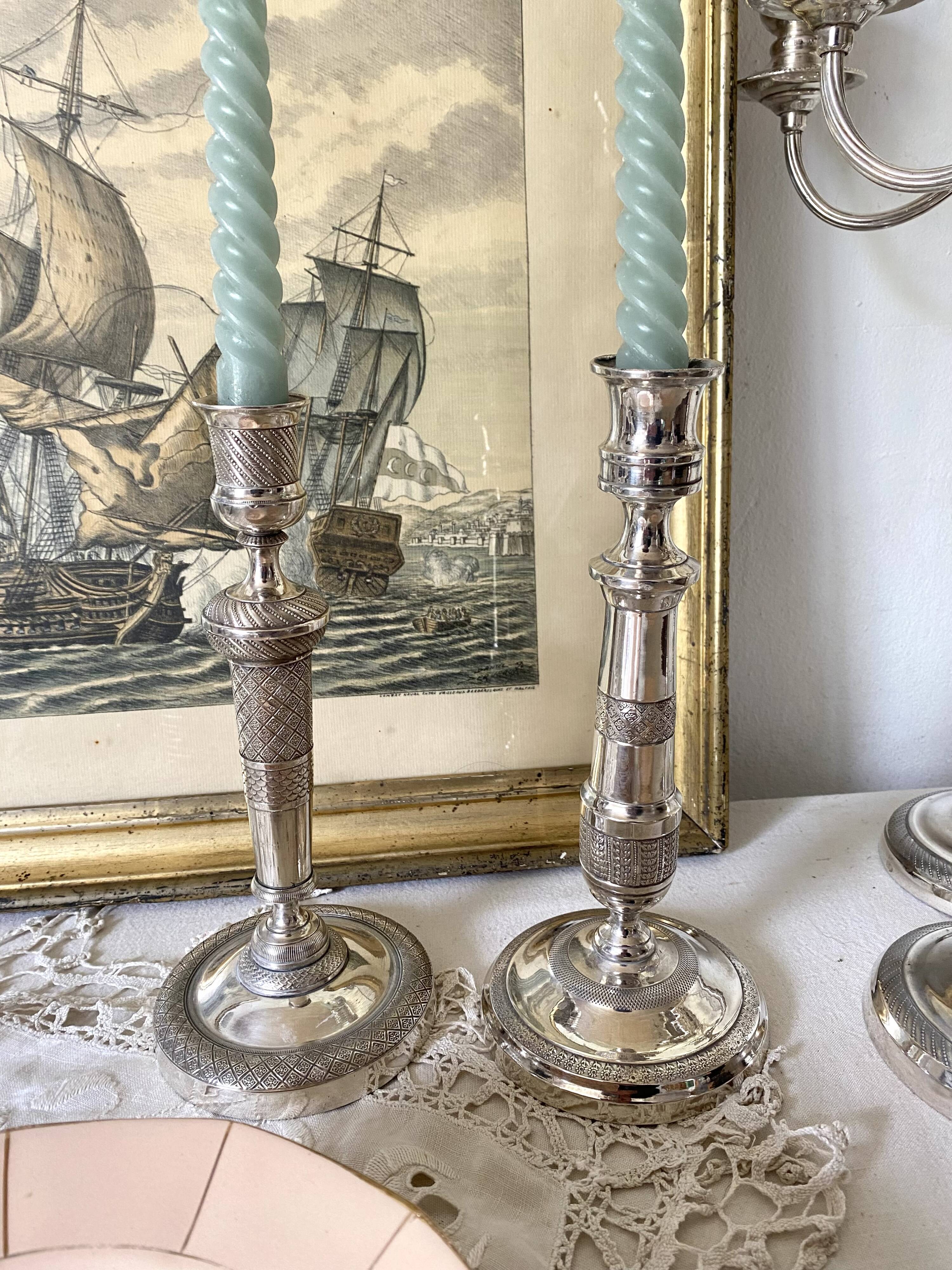Paire de chandeliers et bougeoirs modulables style anglais