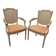 Pair of Louis XVI style armchairs in 20th century patinated beech