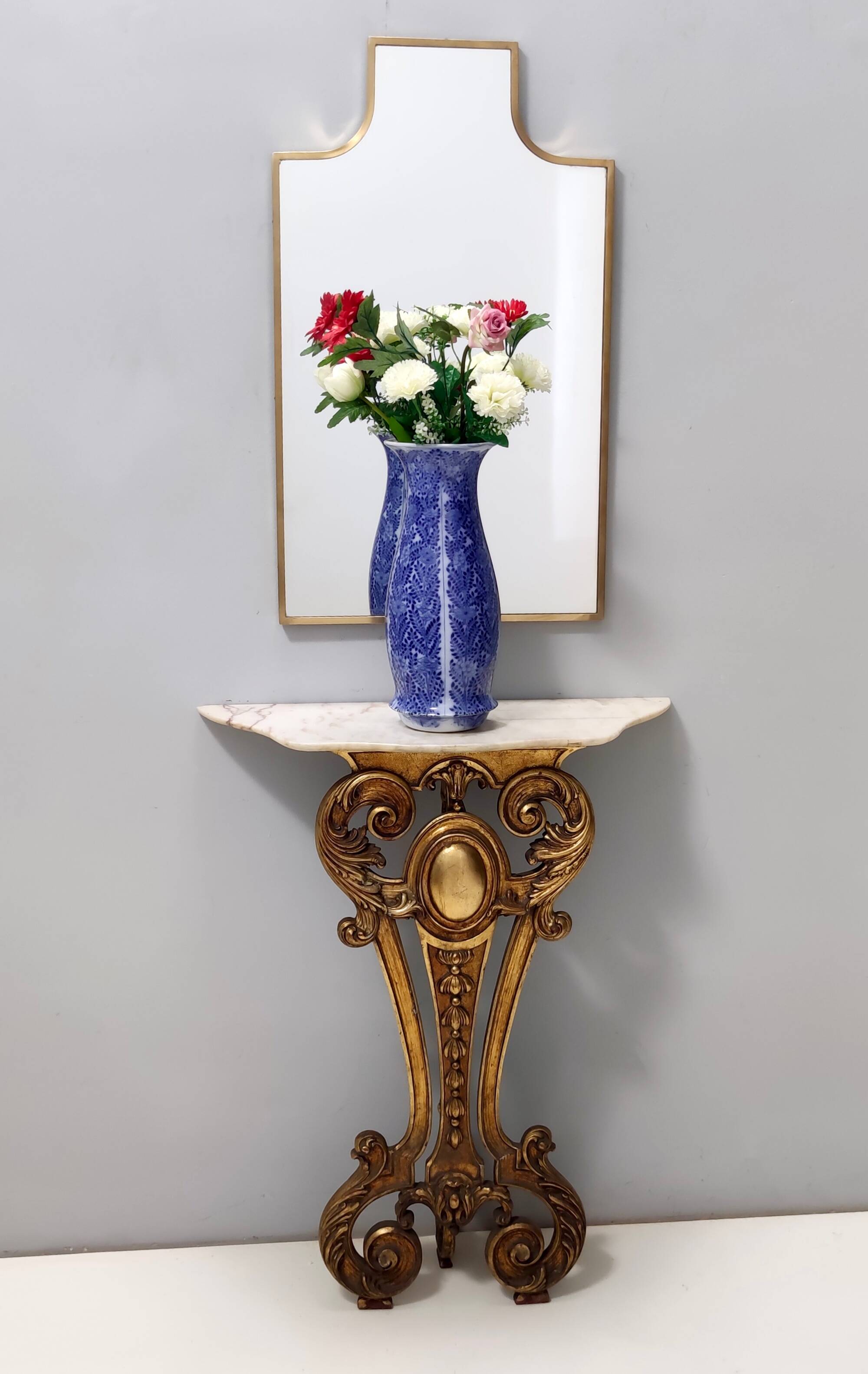 Blue and White Lacquered Ceramic Vase by Laveno Chinoiserie Style, Italy